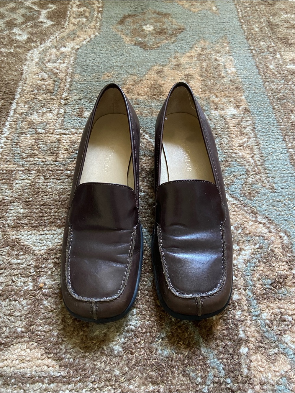 Ann Taylor Dark Brown Leather Slip-On Loafers